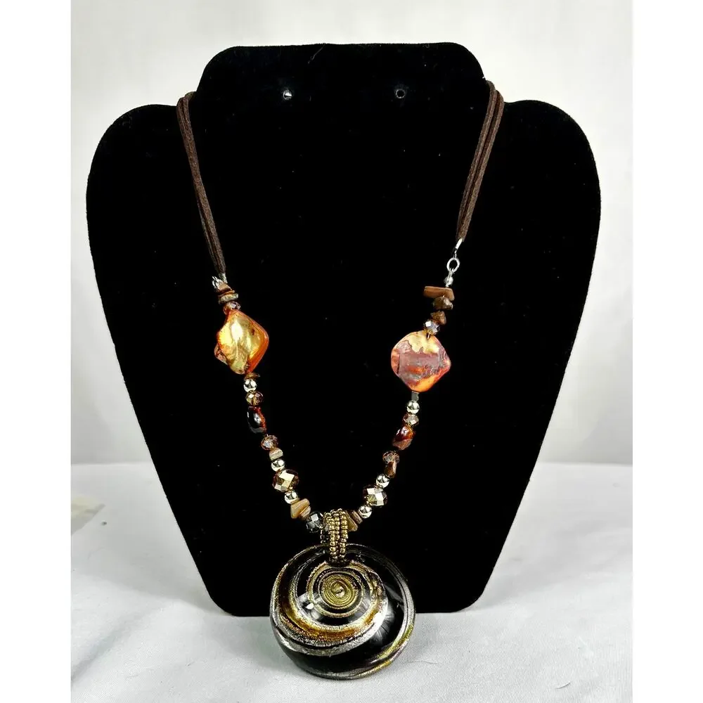 Erica Lyons Art Glass Statement Necklace 18